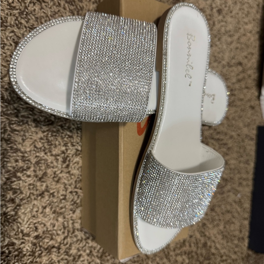 Silver Women's Slide Sandals
